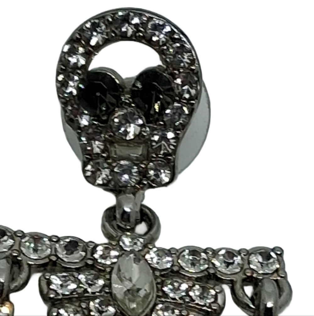 Sparkly Skeleton Dangle Earrings | Rhinestone Halloween Statement Jewelry - Picture 4 of 5
